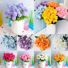 10 Heads Bouquet Artificial Floral Flowers Fake Hydrangea Bloom Wedding Decor UK