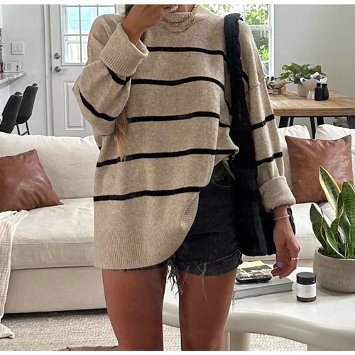 Aerie beige black - black, striped