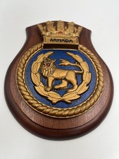 HMS Armada Vintage Ships Plaque Sign Crest Royal Navy Battle Destroyer Shield