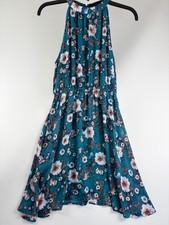 Tenki teal floral halter - halter, neck