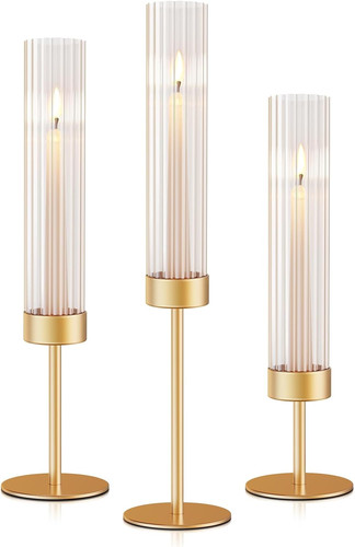 Gold hurricane candle - gold,