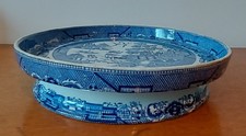 ANTIQUE STAFFORDSHIRE WILLOW PATTERN  TAZZA/CAKE STAND