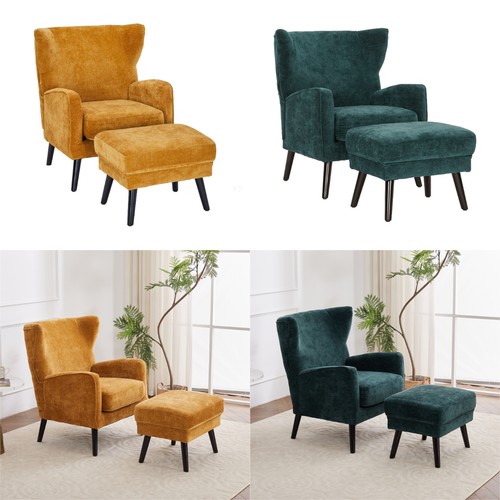 Upholstered chenille armchair - upholstered,
