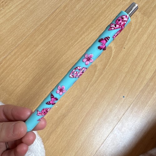 Blue pink floral - pink, ballpoint