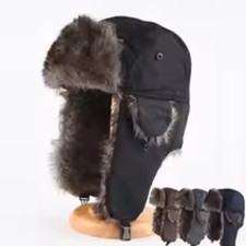 Men's Winter Trapper Aviator Earflap Warm Waterproof Ski Bomber Cap Russian Hat