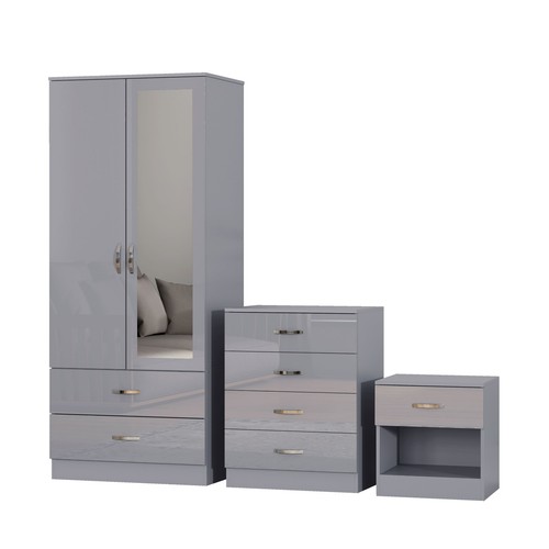 Piece gloss grey bedroom - 3,