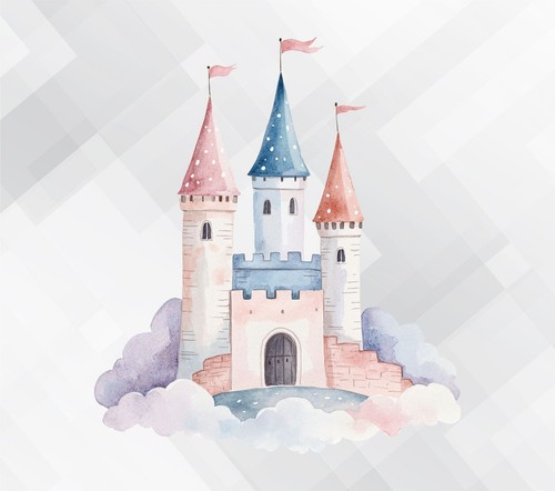 Watercolour fairy tale castle - fairy,