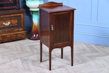 Antique Edwardian Maple & Co Mahogany Inlaid Bedside Cupboard Lamp Side Table