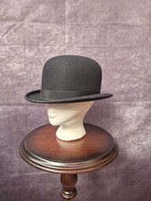 GA Dunn & Co Vintage Black Bowler Hat Vented Size 7 Lined VGC Made In England