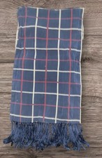 Vintage Retro Tootal fringed  double lined  Scarf Neck Tie Cravat navy blue red 