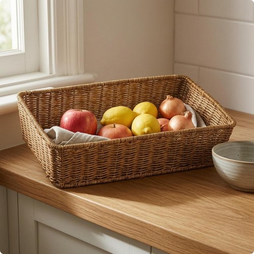 Rectangular woven basket - rectangular, tight