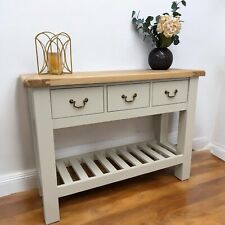 Solid Wood Console Table Sideboard with 3 Drawers & Shelf – Cream & Oak Finish