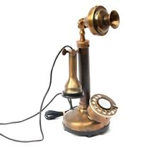 Vintage Brass Retro Candlestick Antique Look Telephone Rotary Dial Home Decor