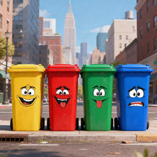 4-Piece Waterproof Wheelie Bin