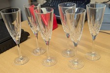 6 Thomas Webb Finest Crystal Champagne Flutes – Heavy Crystal, Pre-Owned