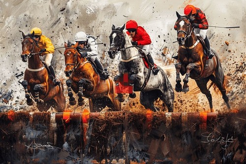 Horse racing canvas picture - racing,