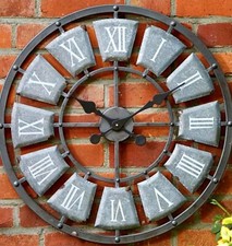 Large Outdoor Garden Wall Clock Big Roman Numerals Giant Open Face Metal 60cm