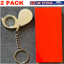 2 PK Portable Folding Key Ring Mini 15x Magnifier Key Chain Magnifying Glass UK