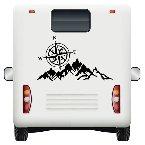 Car sticker mountain compass - car,
