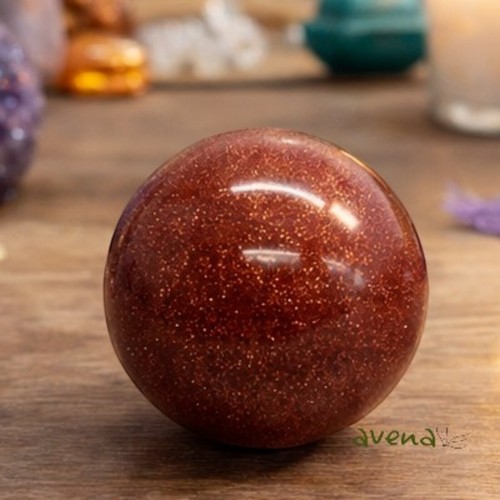 Red goldstone sphere - goldstone,