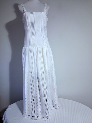 White lace maxi dress - white,