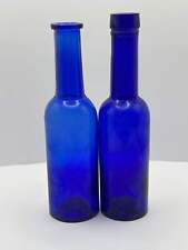 2 old blue castor oil bottles