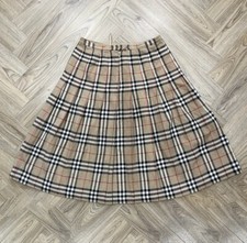 Vintage Burberry Wool Nova Check Pleated Skirt Women’s Size C42 W28 L27