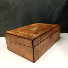 Antique Walnut Tunbridgeware type inlaid writing Slope for Minor Restoration