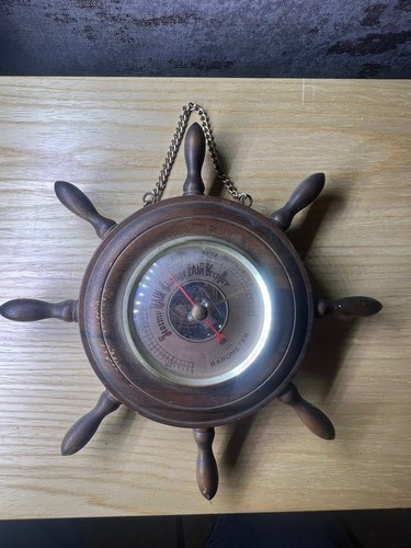 Vintage ships wheel barometer - vintage,