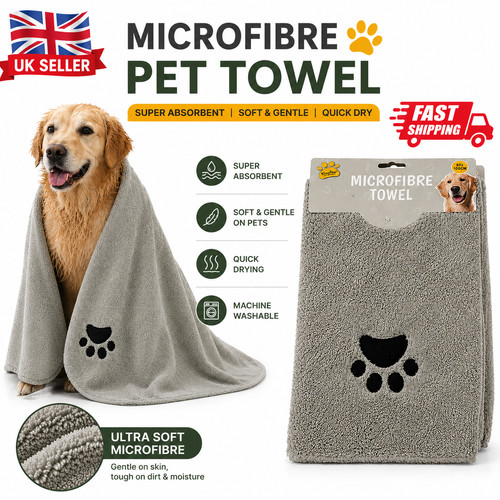 Microfibre dog towel large - microfibre,