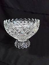 Vintage Heavy  Art Deco Pressed Glass  Footed  Fruit Bowl American