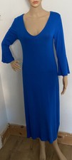 Long Tall Sally V Neck Flute Sleeve Midi Jersey Dress U.K. Size 10 Blue BNWOT