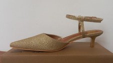 Fine gold glitter kitten heel