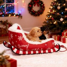 Christmas Sled Dog Cat Bed