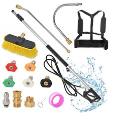 20FT Telescopic Pressure Washer Lance Wand 4000Psi Roof Gutter Cleaning Tool Set