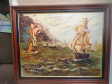 Superb large original NAUTICAL SEASCAPE oil painting by H Stevens
