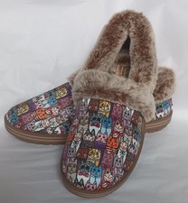 Skechers Womens Slippers Too Cozy Cat Multi Faux Fur Memory Foam Size 4 RRP £40