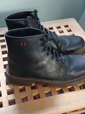 Mens Size 9.5 [44] Rieker Boots Leather Black Laced  Lined (DM style) new no box