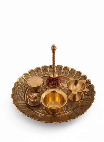 Brass pooja thali set - thali, set,"