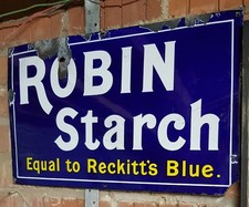 Original circa 1905 Robin Starch Enamel Sign..... Very Shiny.