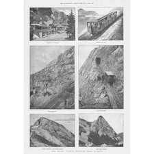 SWITZERLAND The Mount Pilatus Railway - Antique Print 1889
