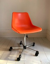 1 x Rare Vintage Hille Swivel Chair, In Orange on Castors, Designed By Robin Day