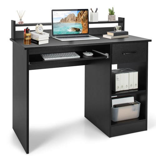 Wooden computer desk - computer,