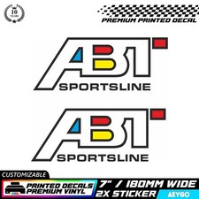 2x ABT AUDI Race Livery Vinyl Sticker Decal Car Bumper Mod Sponsor WHITE OUTLINE
