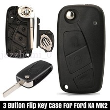 3 Button Flip Key Case Shell for Ford KA MK2 2008 - 2016 Remote Fob Cover Repair