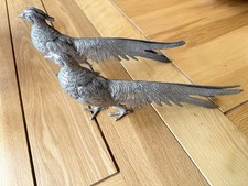 Pair of Vintage Silver Plated Peacock Figurines Made in Italy