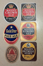 6 Magee Marshall Bolton Lancs beer bottle Labels 1960's & 50's Bass bottlers
