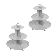 White Cupcake Stand 3 Tier holds 32 cupcakes Disposable Round Edge Card