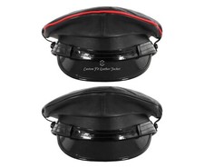 Genuine Leather Black Red Trim