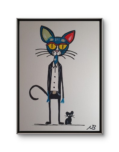 Original acrylic art - 12x16, cat
